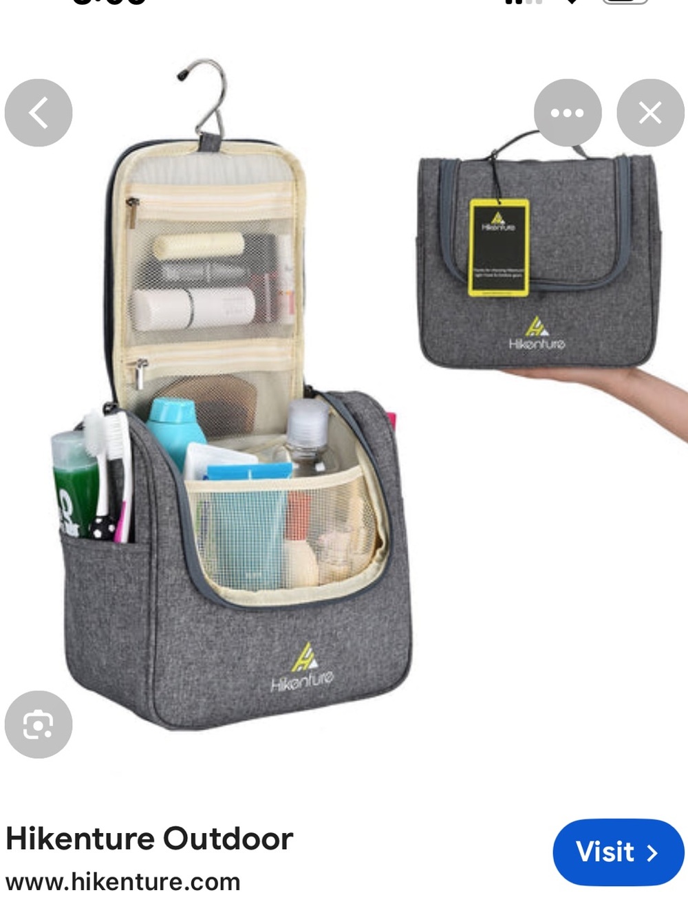 Hikenture Large Hanging Travel Toiletry Bag - Portable Organizer